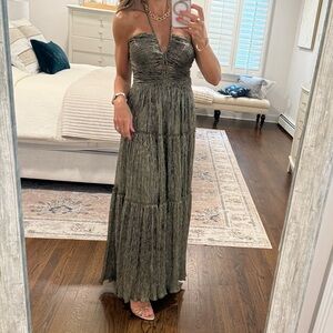 A.L.C. Kai Gold Metallic Formal Maxi Dress